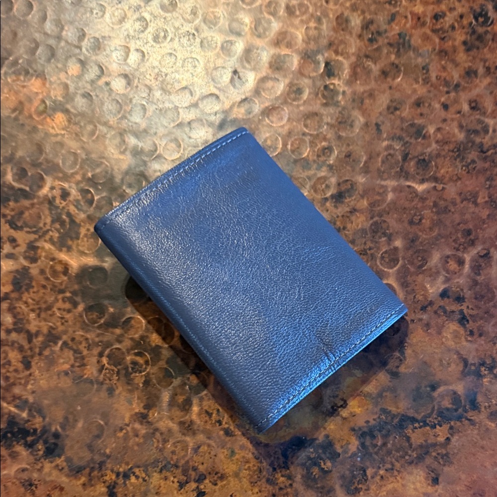 Amity Regimental Gray‎ Leather Tri-Fold Wallet NWT